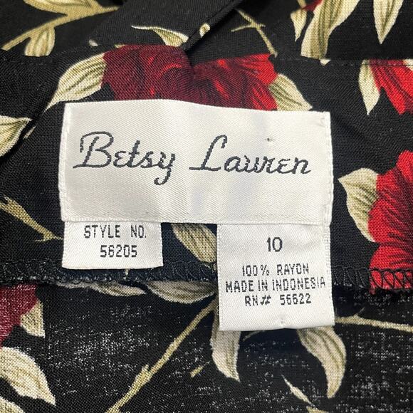 Vtg Betsy Lauren Floral Rayon Button Front Midi Dress Size 10 Feminine Romantic - Picture 11 of 11